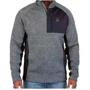 Spyder Men’s Raider Black 1/4 Zip Fleece Pullover Midlayer Size M
